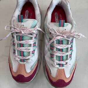 SKECHERS D'LITES WOMENS SNEAKERS MULTI ROSE, GREEN, RHINESTONE, GLITTERY-SN13146